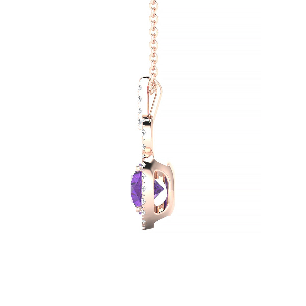 Haven | 18k Rose Gold 6 mm Round Amethyst Pendant