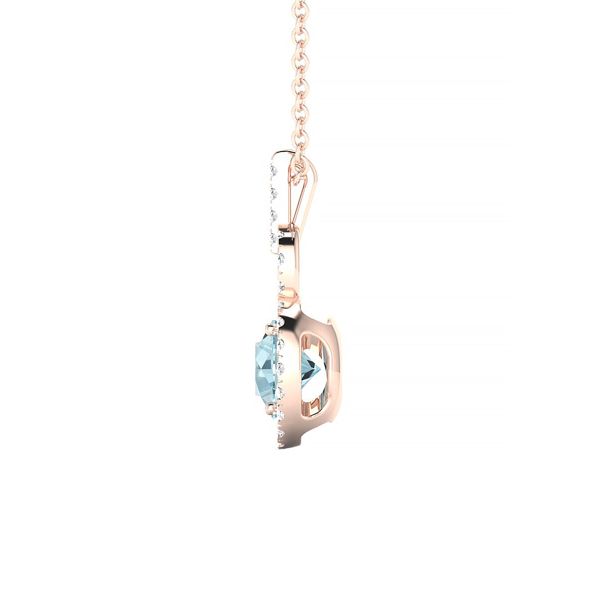 Haven | 18k Rose Gold 6 mm Round Aquamarine Pendant