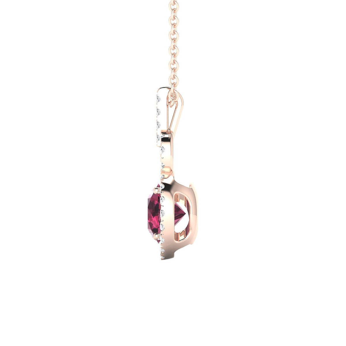 Haven | 18k Rose Gold 6 mm Round Rhodolite Pendant