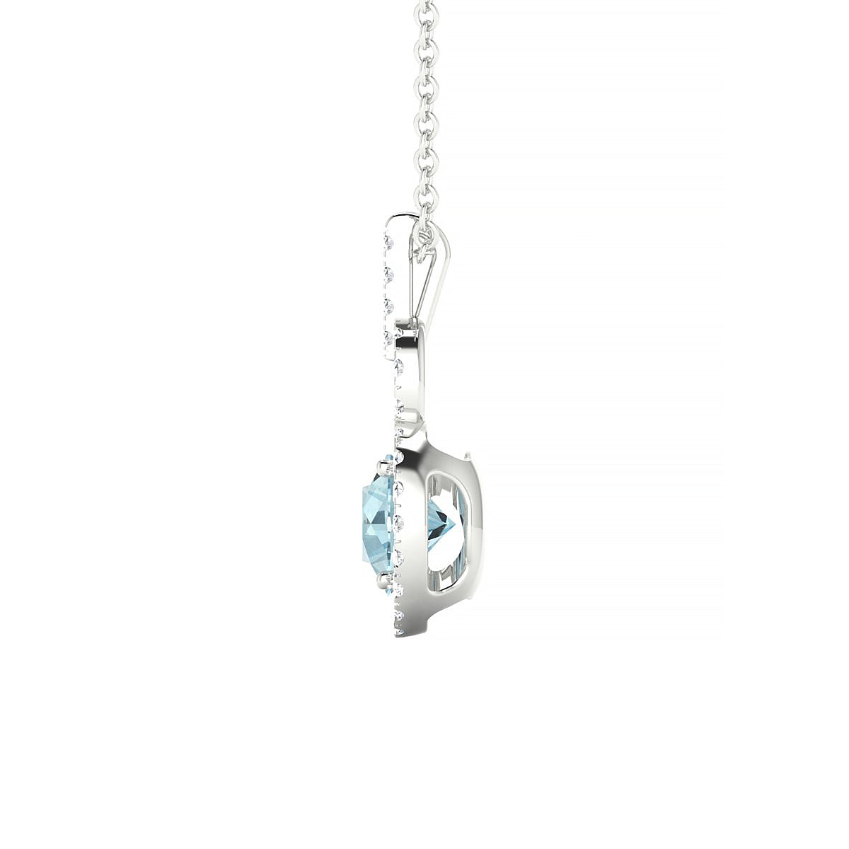 Haven | 18k White Gold 6 mm Round Aquamarine Pendant