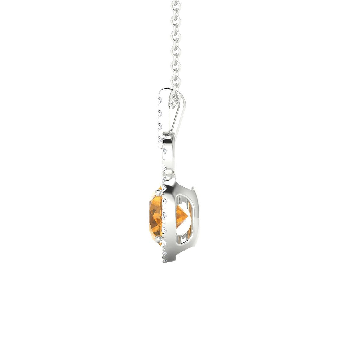 Haven | 18k White Gold 6 mm Round Citrine Pendant