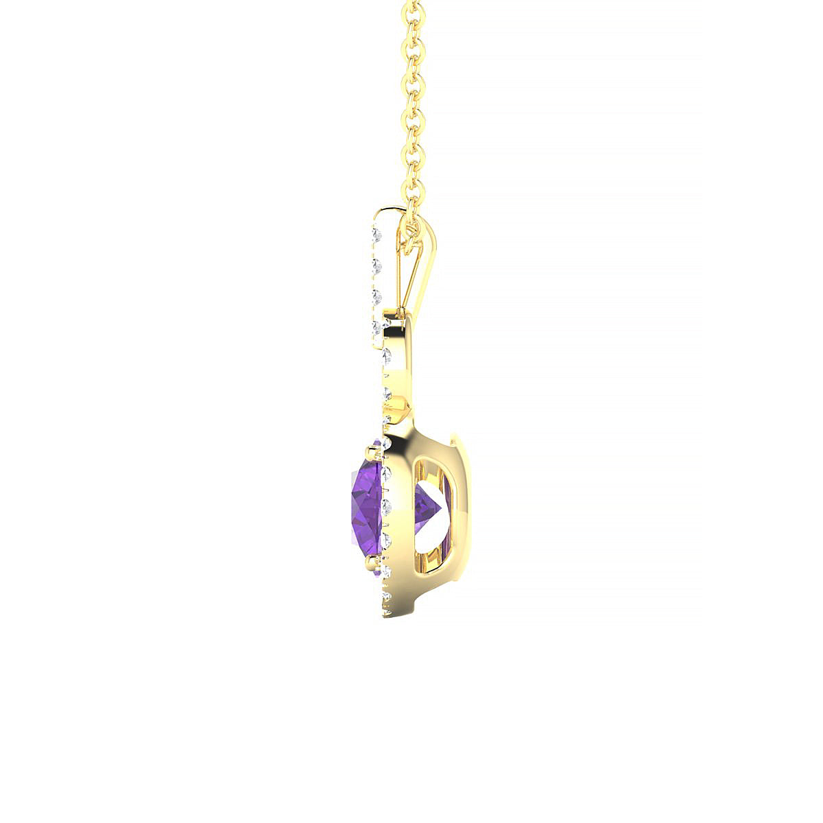 Haven | 18k Yellow Gold 6 mm Round Amethyst Pendant