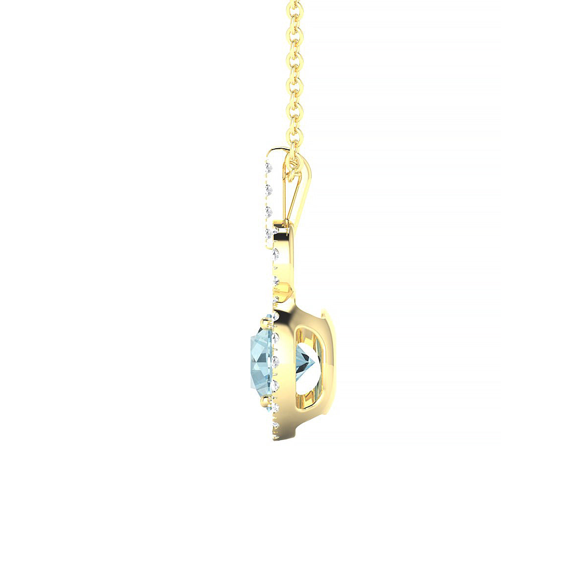 Haven | 18k Yellow Gold 6 mm Round Aquamarine Pendant