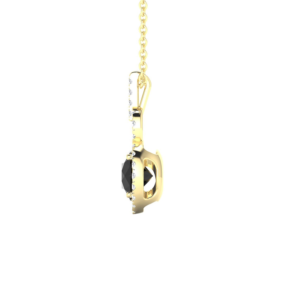 Haven | 18k Yellow Gold 6 mm Round Black Diamond Pendant