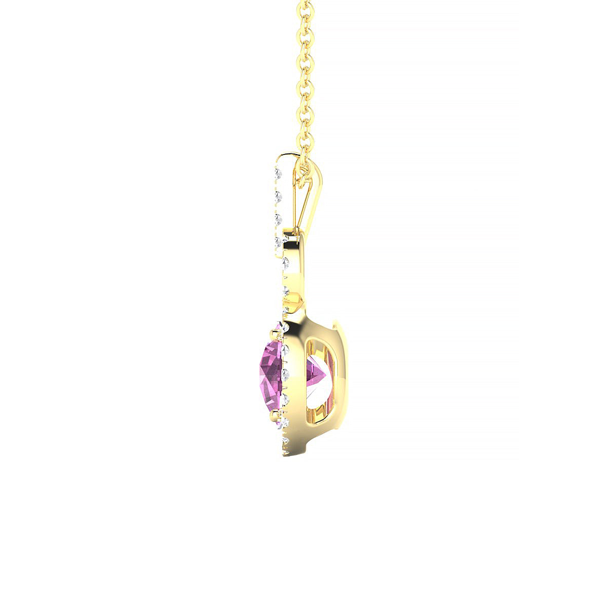 Haven | 18k Yellow Gold 6 mm Round Pink Sapphire Pendant
