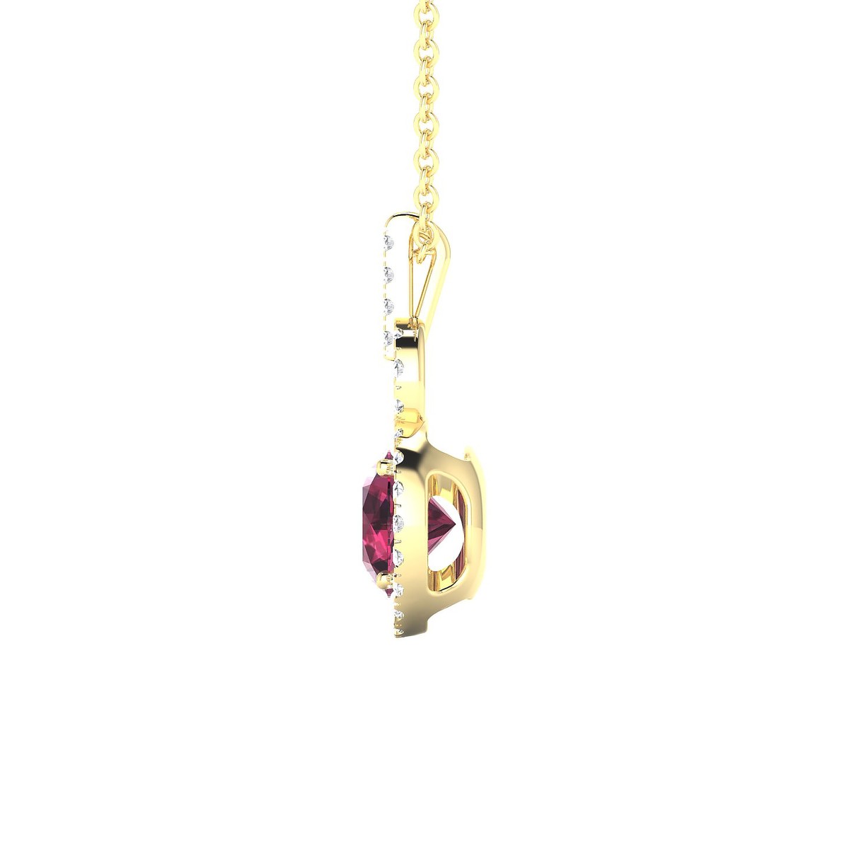 Haven | 18k Yellow Gold 6 mm Round Rhodolite Pendant
