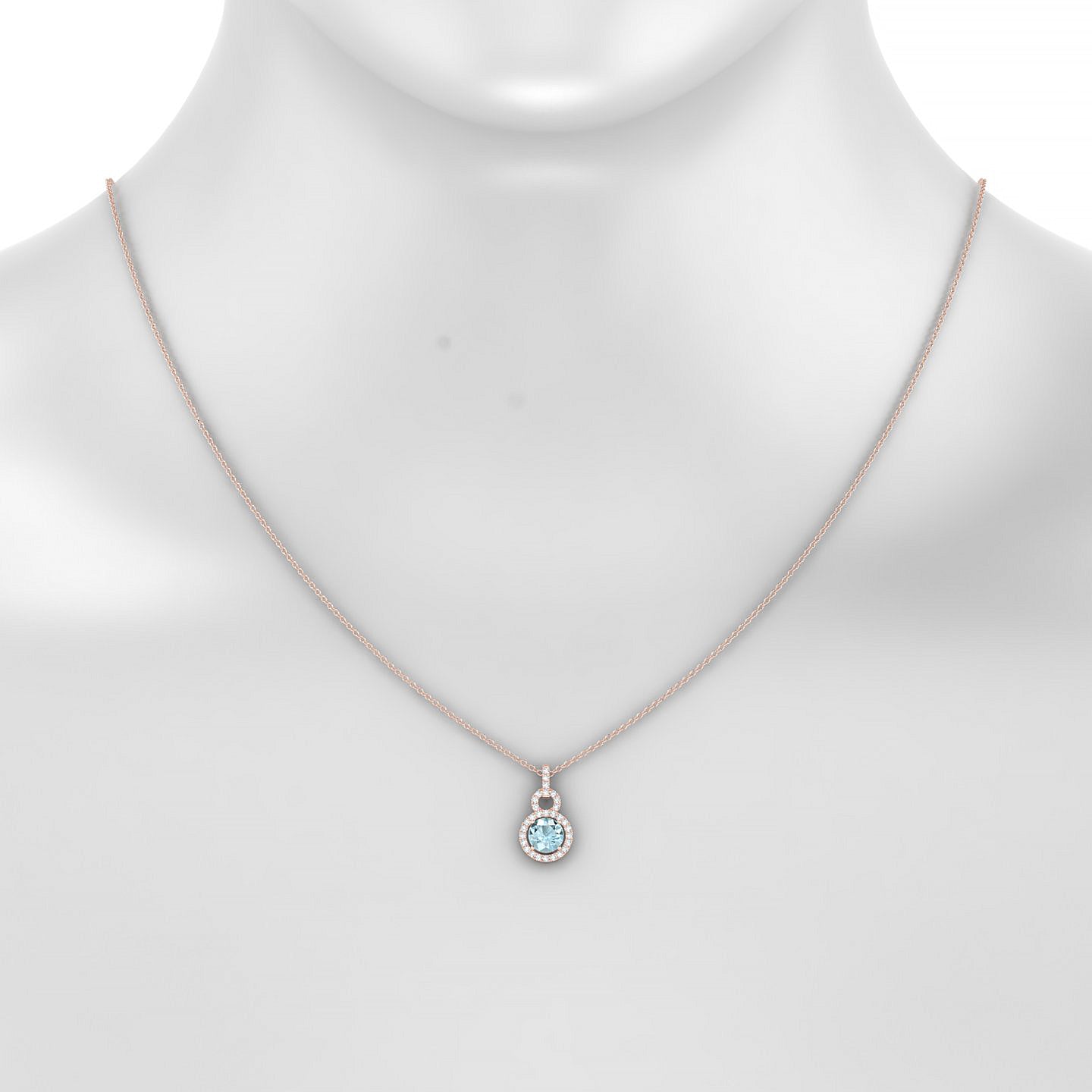 Haven | 18k Rose Gold 6 mm Round Aquamarine Pendant