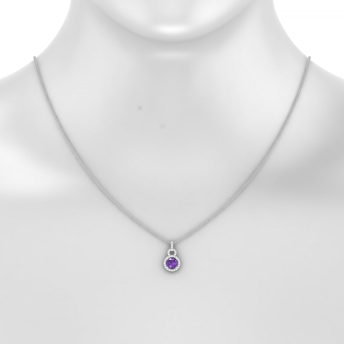 Haven | 18k White Gold 6 mm Round Amethyst Pendant