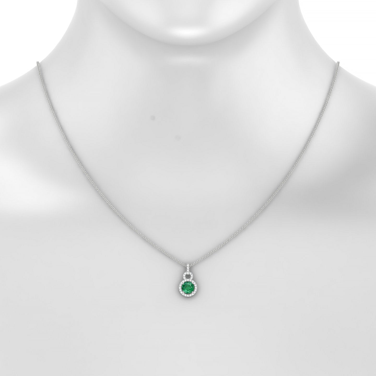 Haven | 18k White Gold 6 mm Round Emerald Pendant