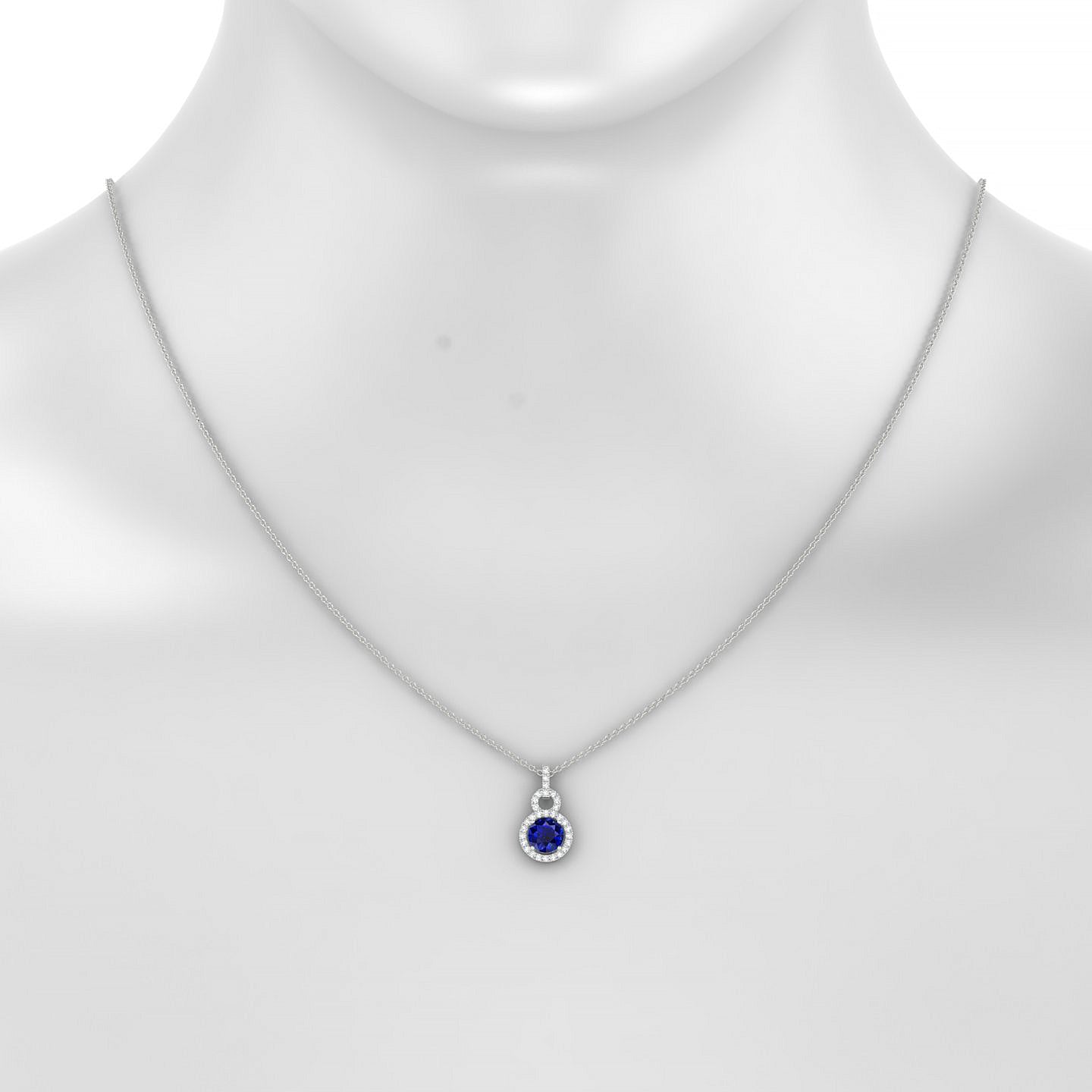 Haven | 18k White Gold 6 mm Round Sapphire Pendant