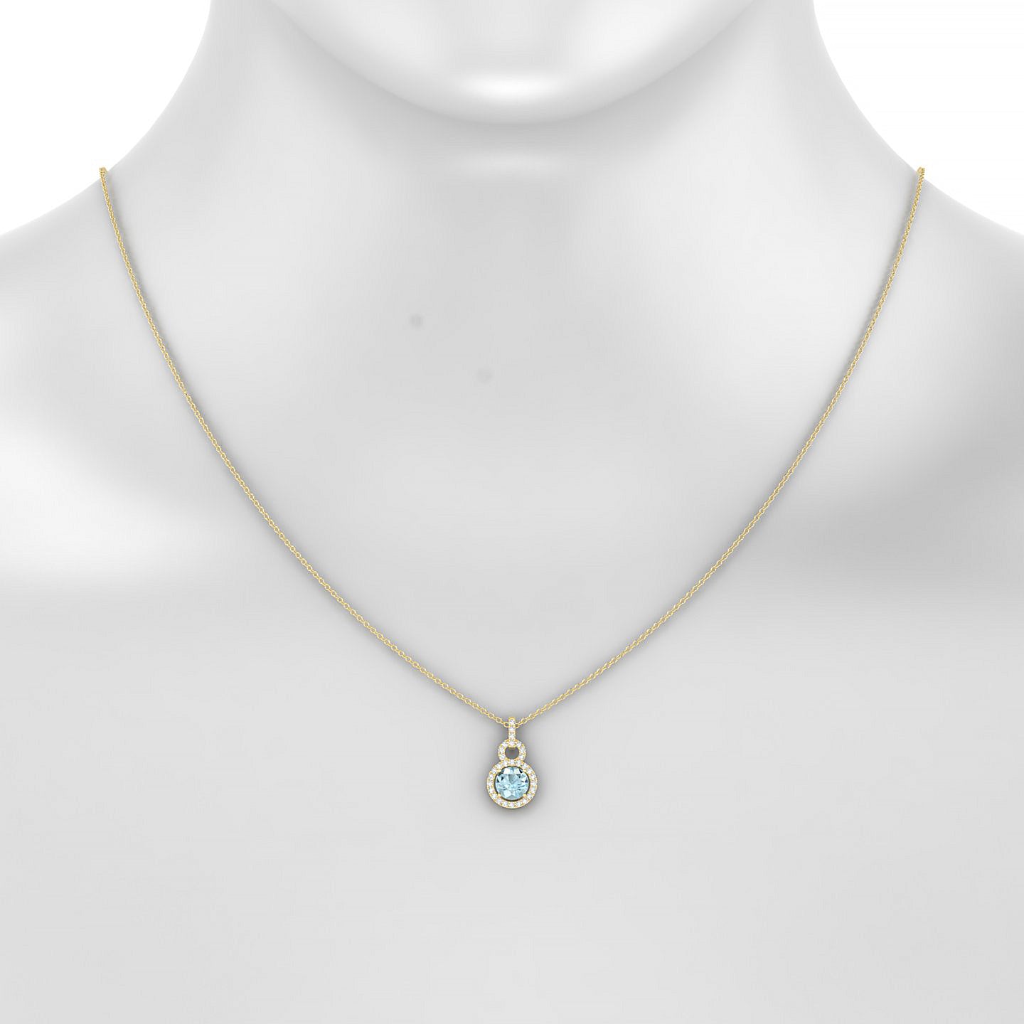 Haven | 18k Yellow Gold 6 mm Round Aquamarine Pendant