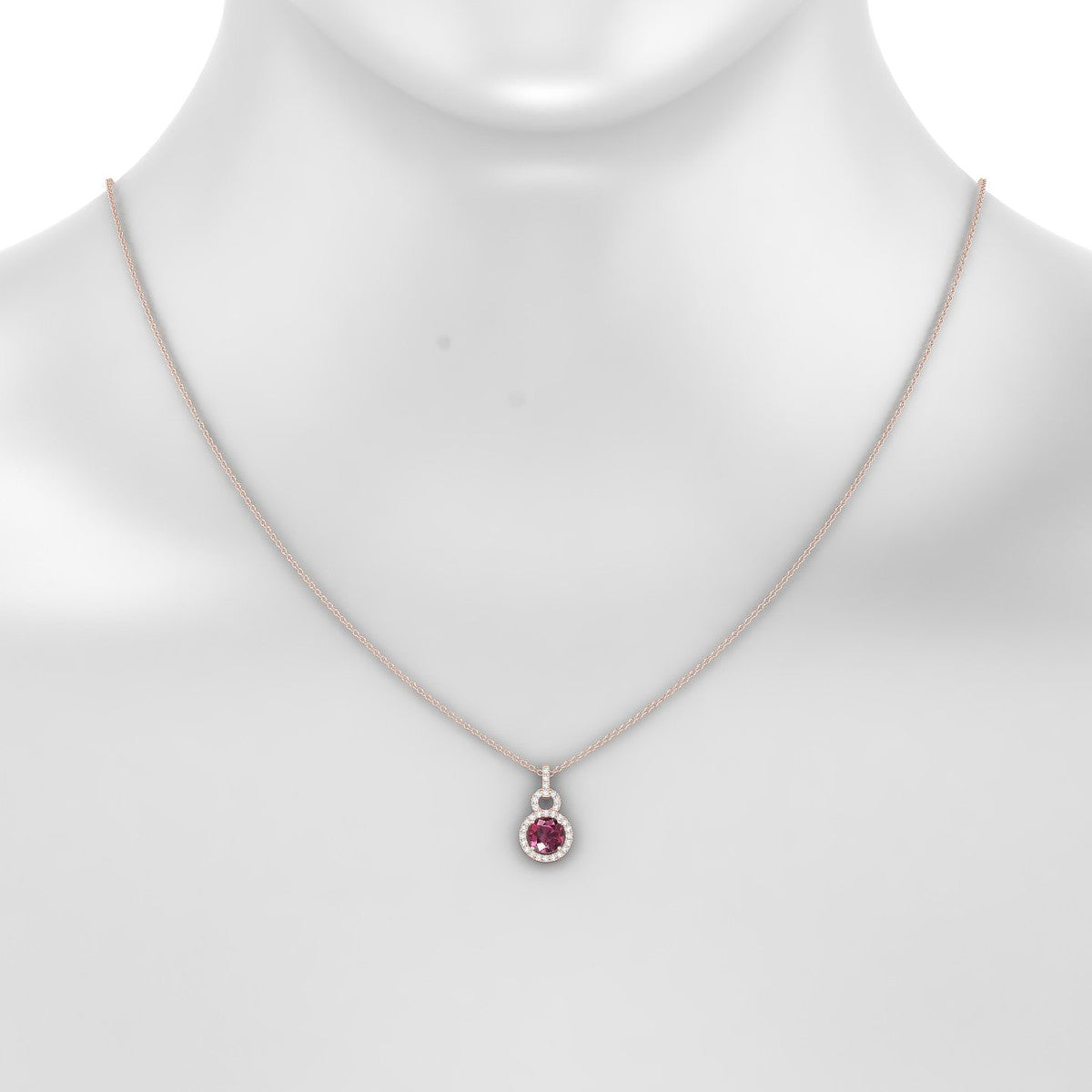 Haven | 18k Rose Gold 6 mm Round Rhodolite Pendant