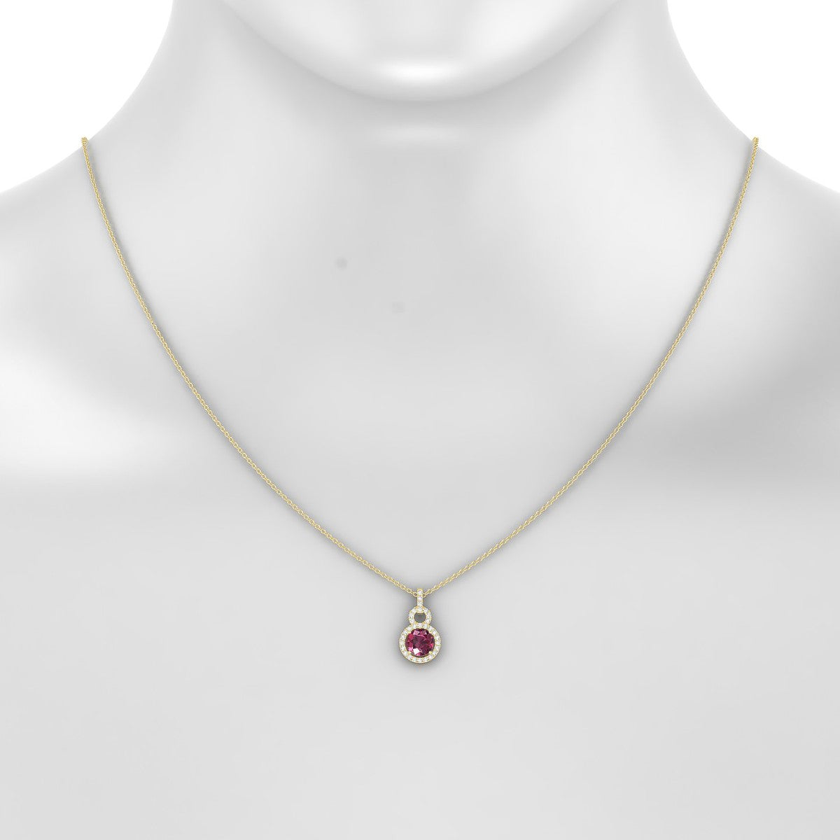 Haven | 18k Yellow Gold 6 mm Round Rhodolite Pendant