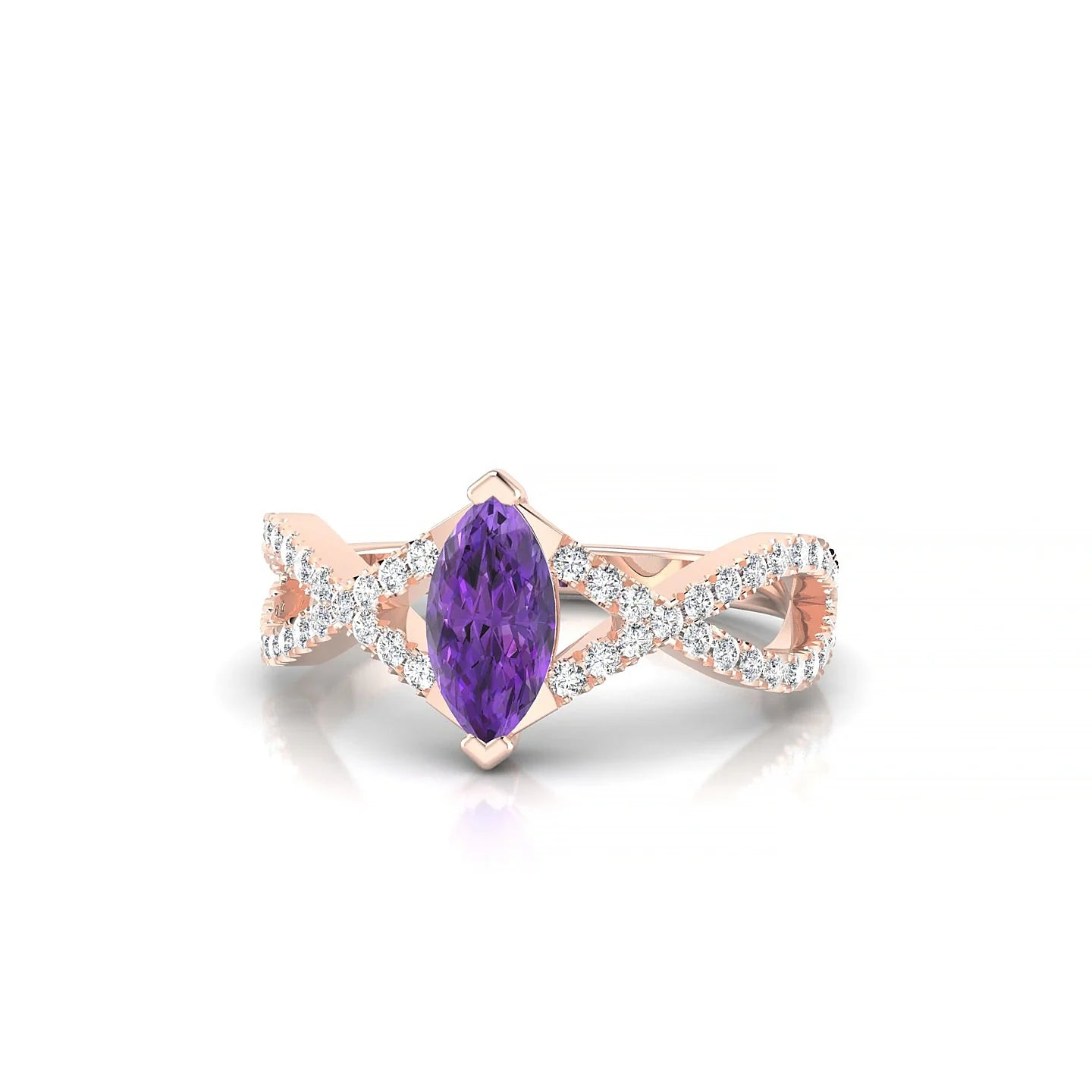 Haze | 18k Rose Gold 8 x 4 mm Marquise Amethyst Ring