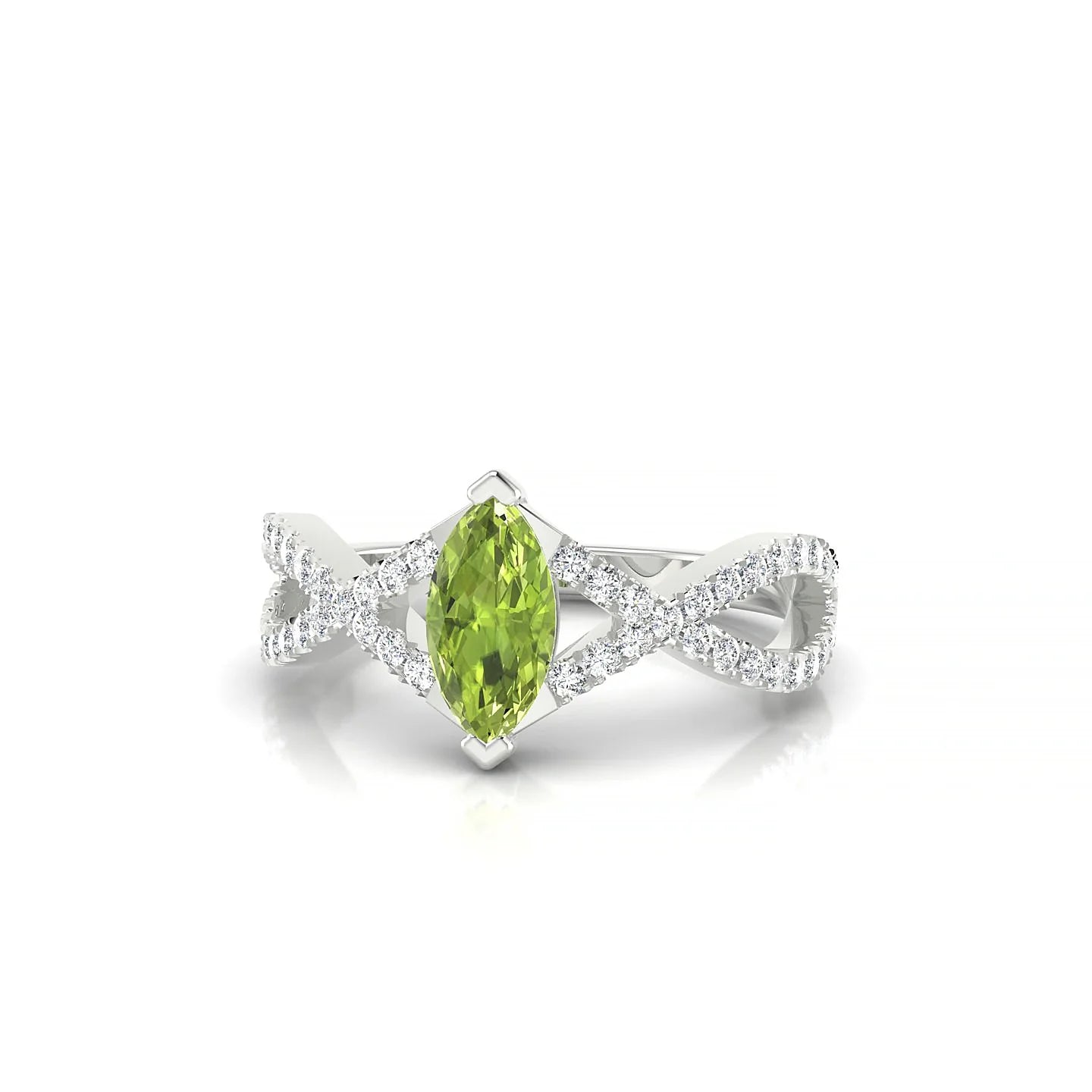 Haze | 18k White Gold 8 x 4 mm Marquise Peridot Ring