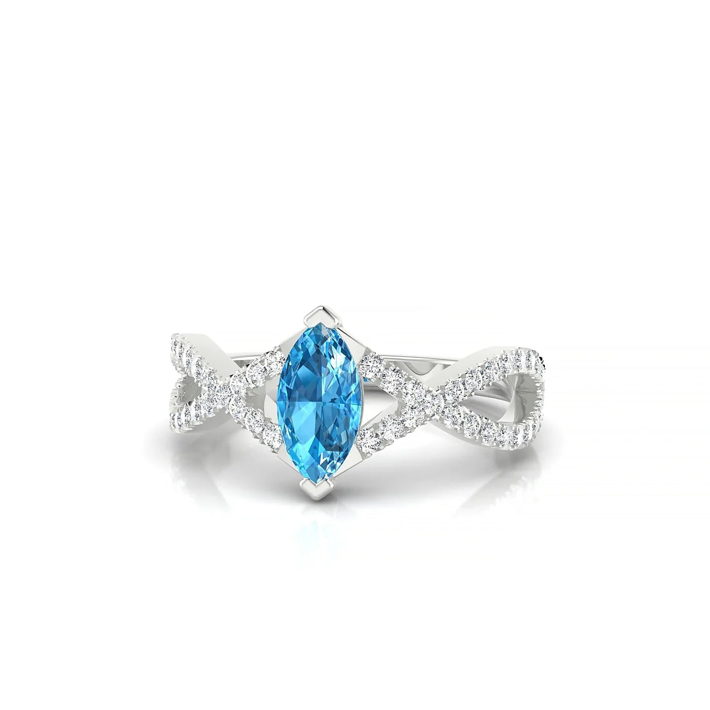 Haze | 18k White Gold 8 x 4 mm Marquise Topaz Ring