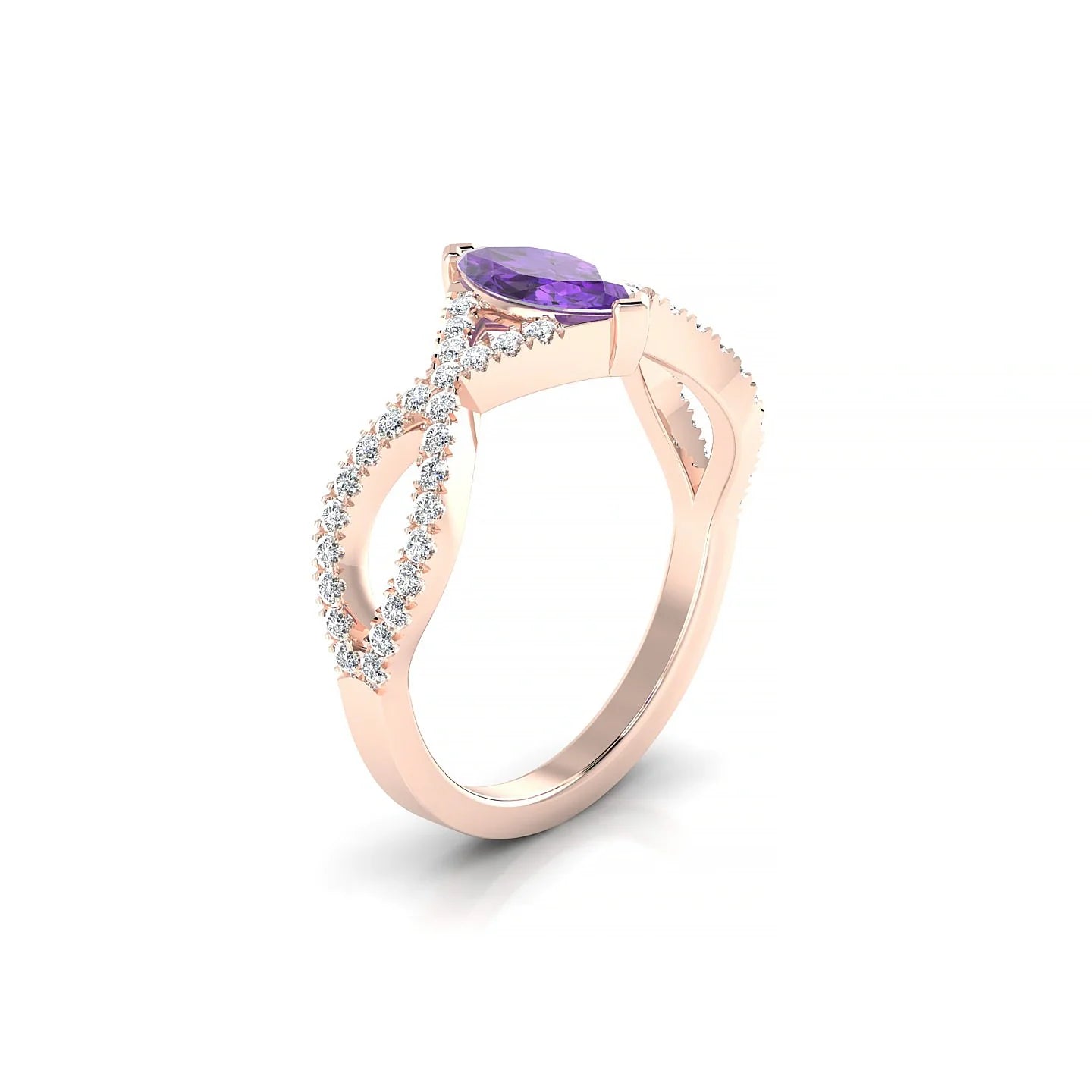 Haze | 18k Rose Gold 8 x 4 mm Marquise Amethyst Ring