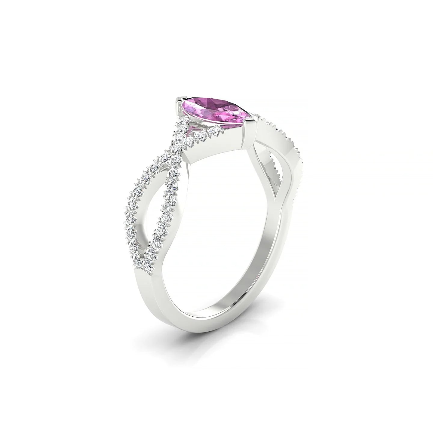 Haze | 18k White Gold 8 x 4 mm Marquise Pink Sapphire Ring