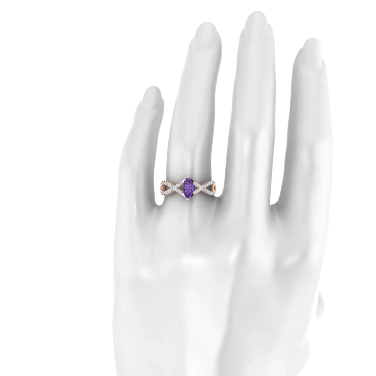Haze | 18k Rose Gold 8 x 4 mm Marquise Amethyst Ring