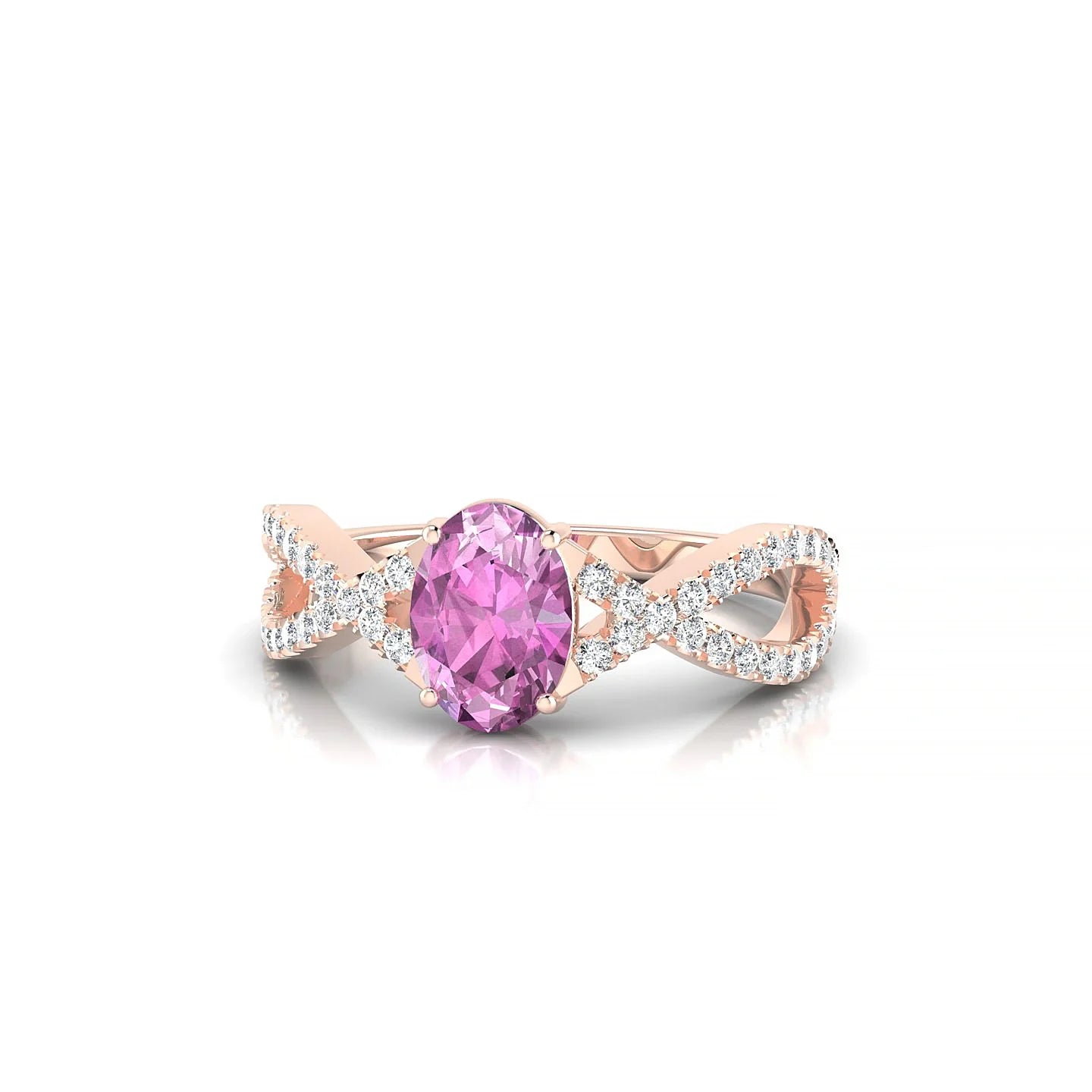 Haze | 18k Rose Gold 7 x 5 mm Oval Pink Sapphire Ring