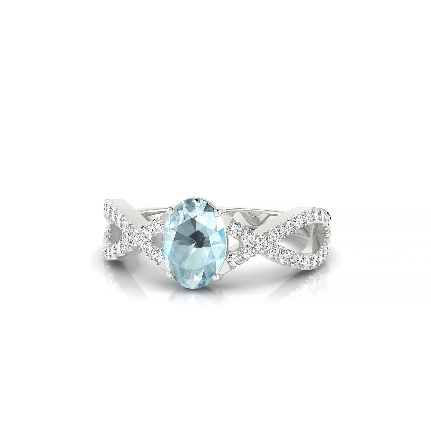 Haze | 18k White Gold 7 x 5 mm Oval Aquamarine Ring