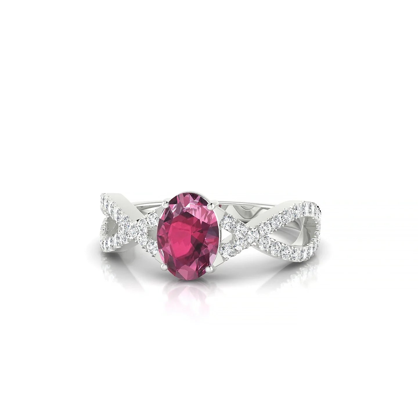 Haze | 18k White Gold 7 x 5 mm Oval Rhodolite Ring