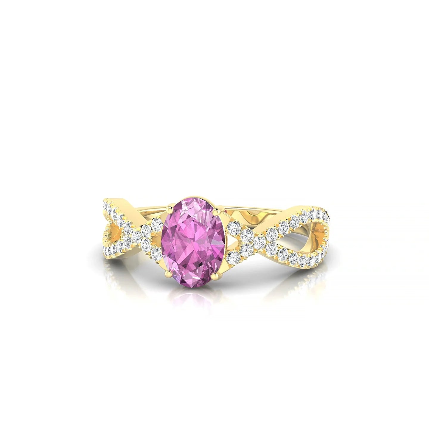 Haze | 18k Yellow Gold 7 x 5 mm Oval Pink Sapphire Ring