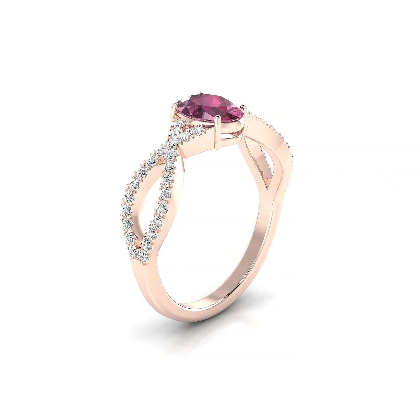 Haze | 18k Rose Gold 7 x 5 mm Oval Rhodolite Ring