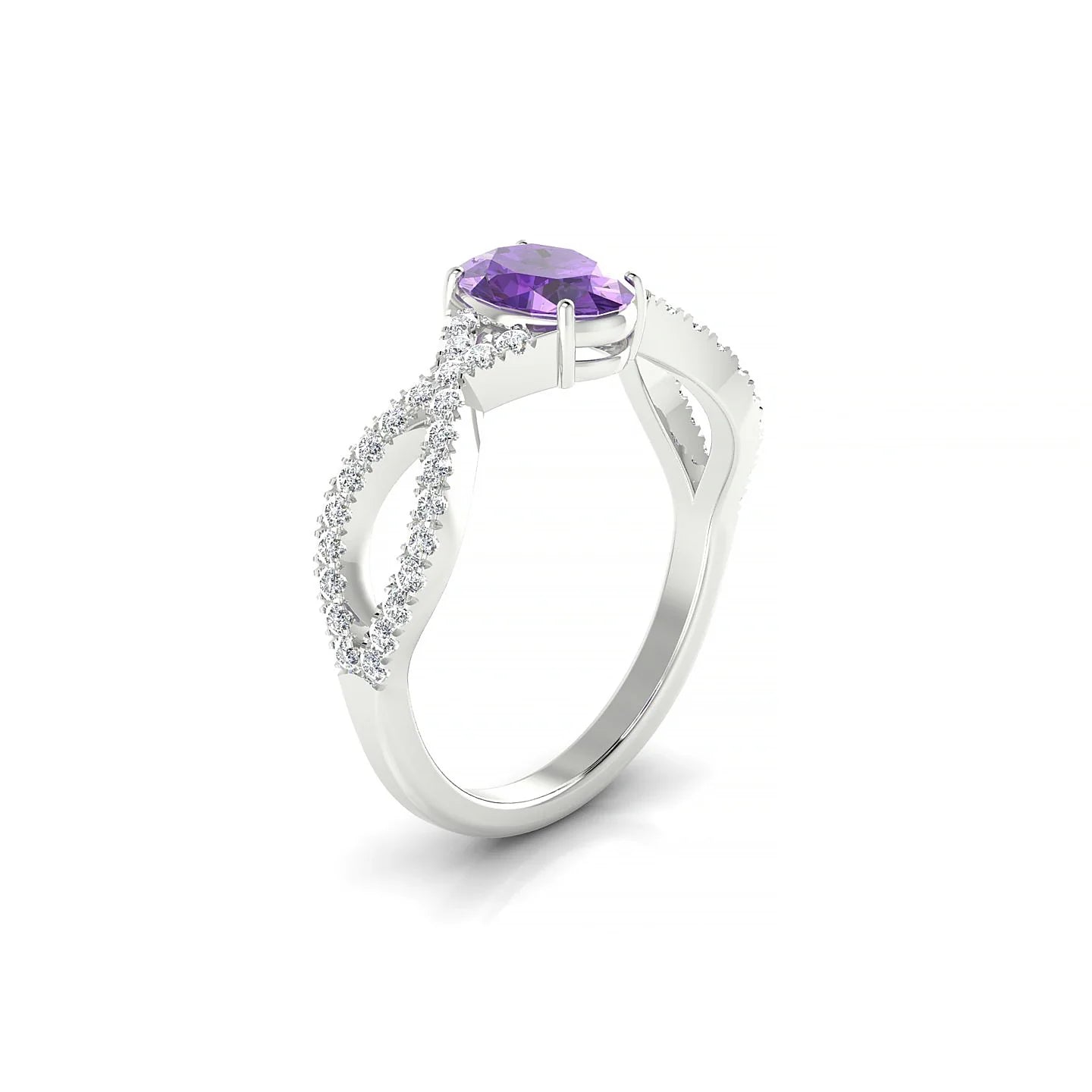 Haze | 18k White Gold 7 x 5 mm Oval Amethyst Ring