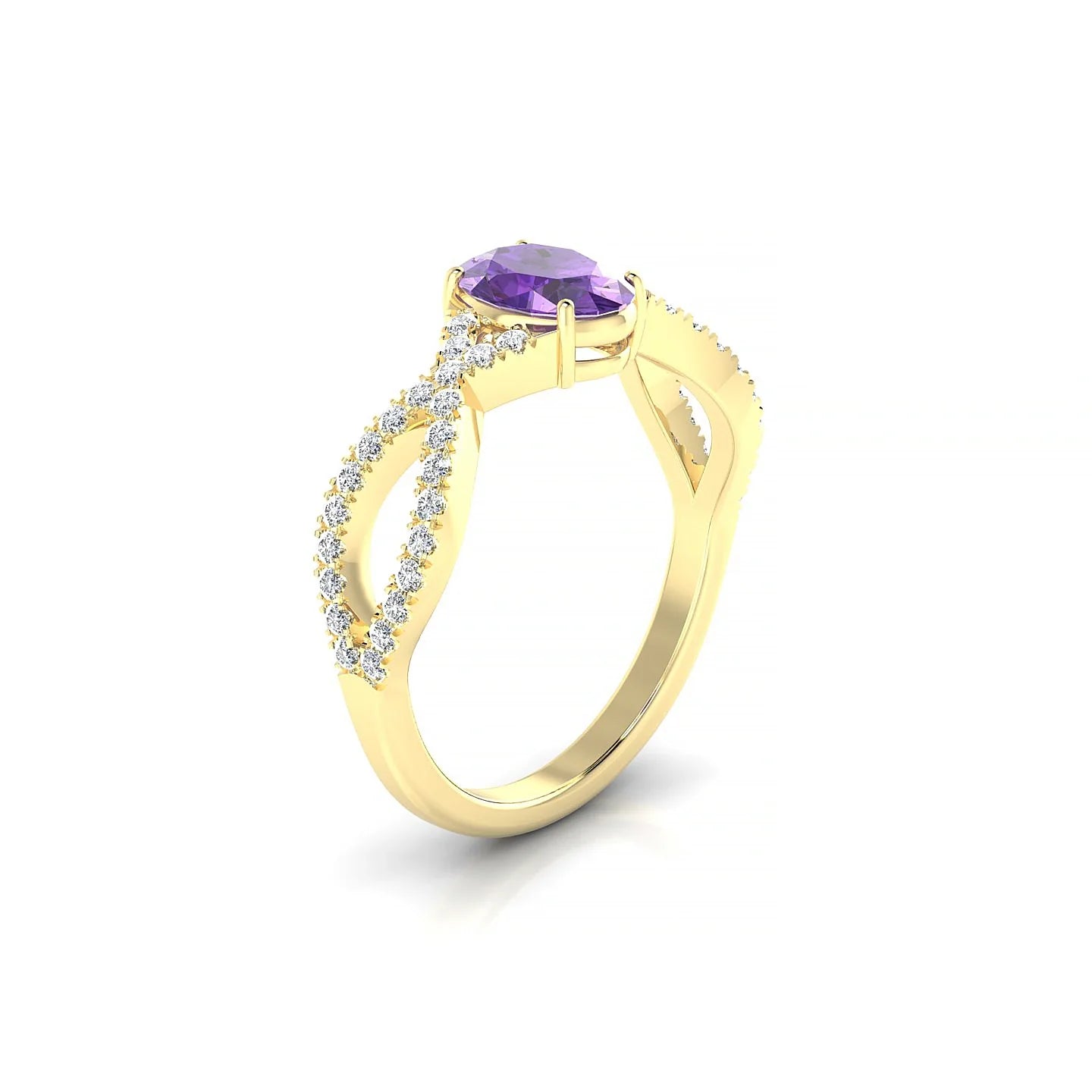 Haze | 18k Yellow Gold 7 x 5 mm Oval Amethyst Ring
