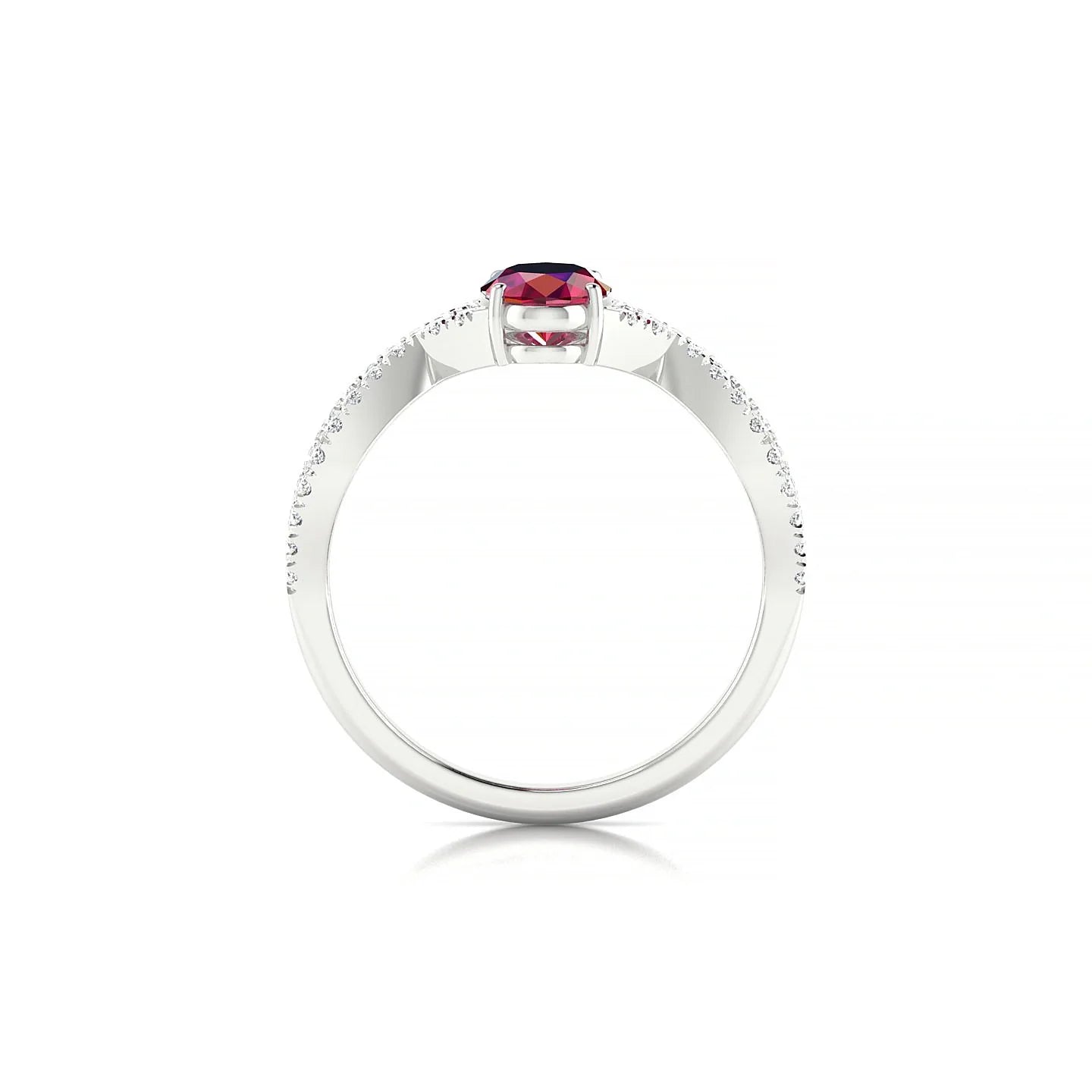 Haze | 18k White Gold 7 x 5 mm Oval Ruby Ring