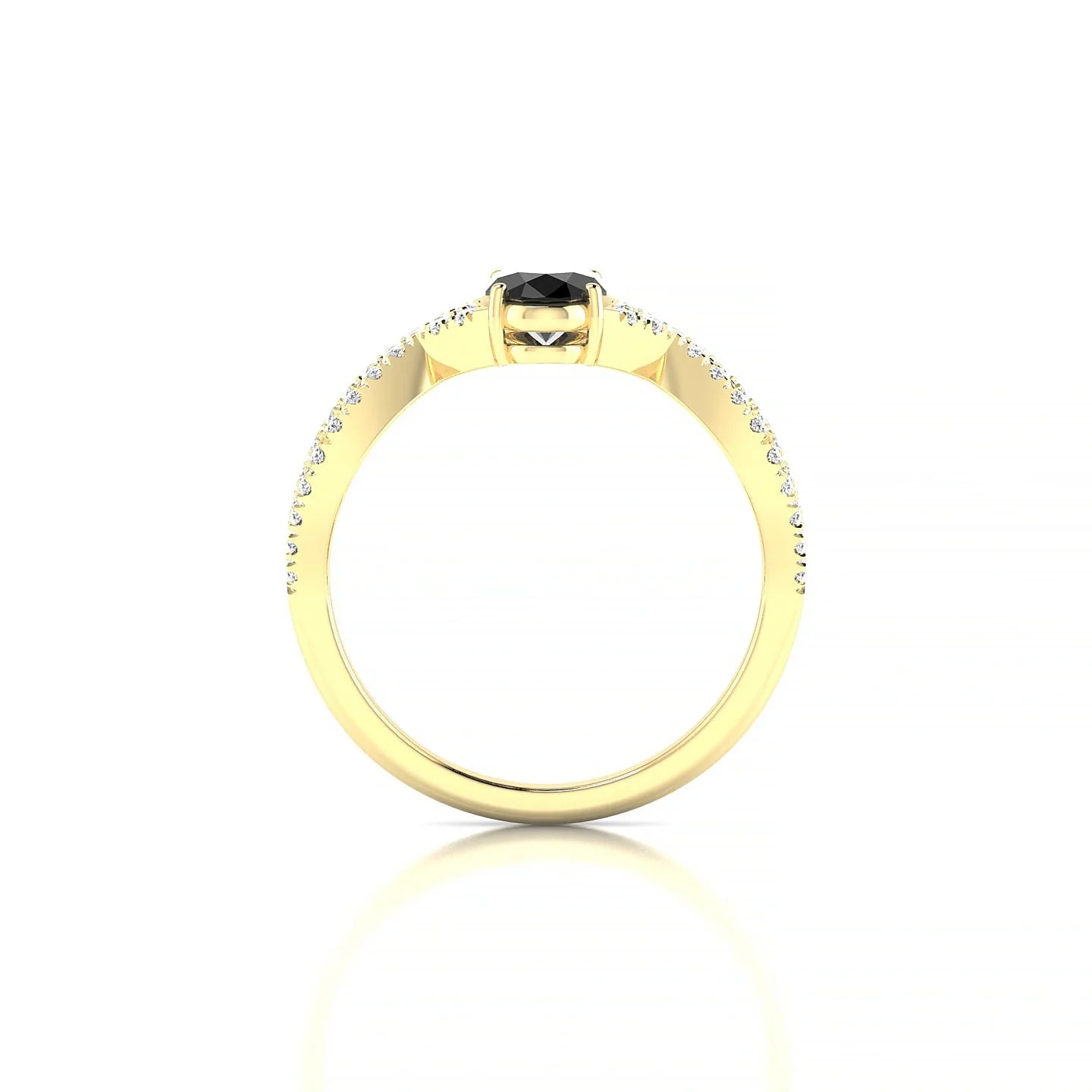 Haze | 18k Yellow Gold 7 x 5 mm Oval Black Diamond Ring