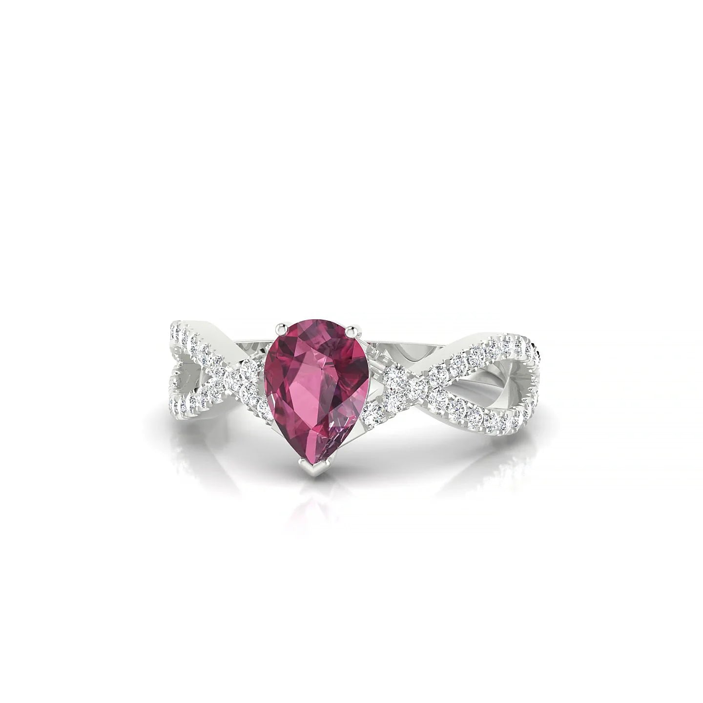 Haze | 18k White Gold 7 x 5 mm Pear Rhodolite Ring