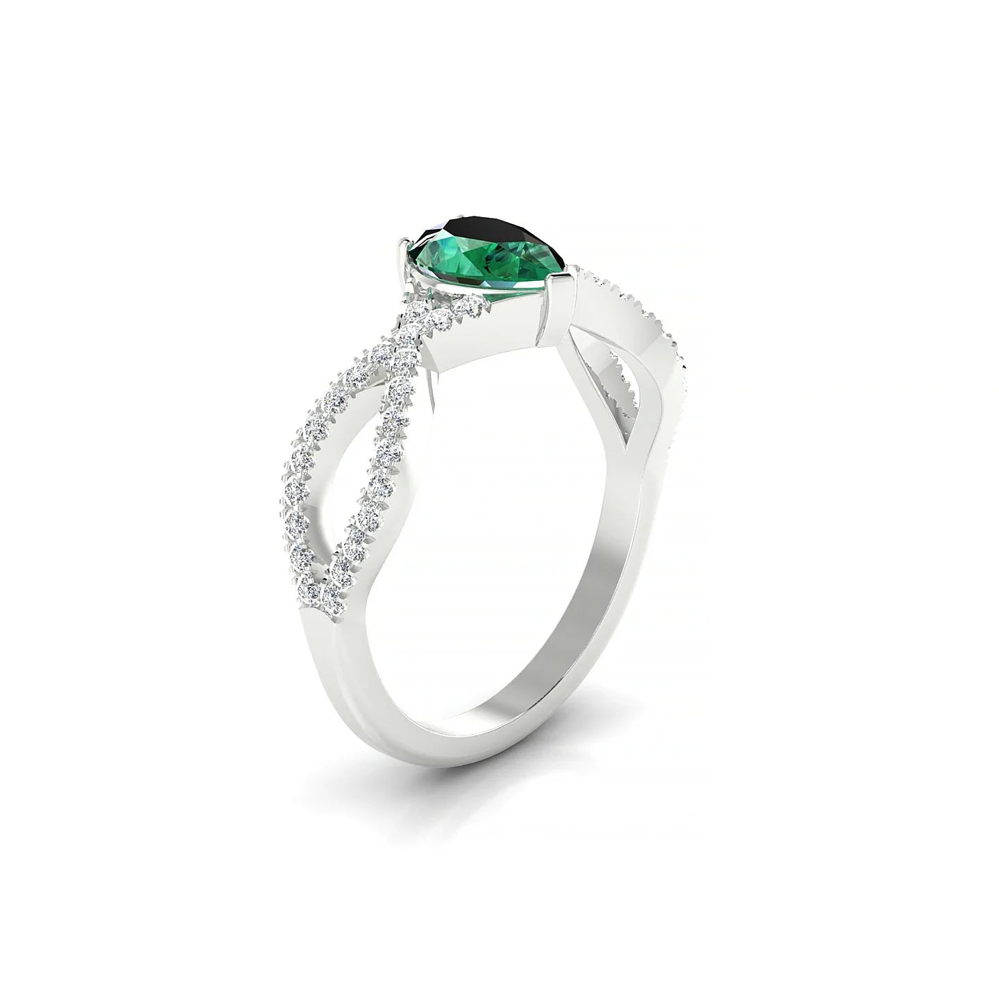 Haze | 18k White Gold 7 x 5 mm Pear Emerald Ring