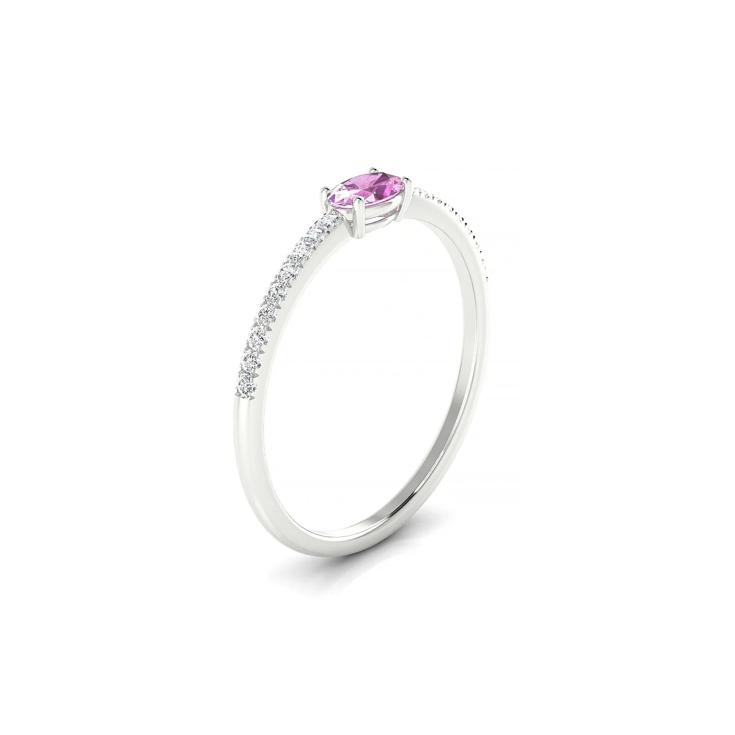 Horizon | 18k White Gold 5 x 3 mm Oval Pink Sapphire Ring