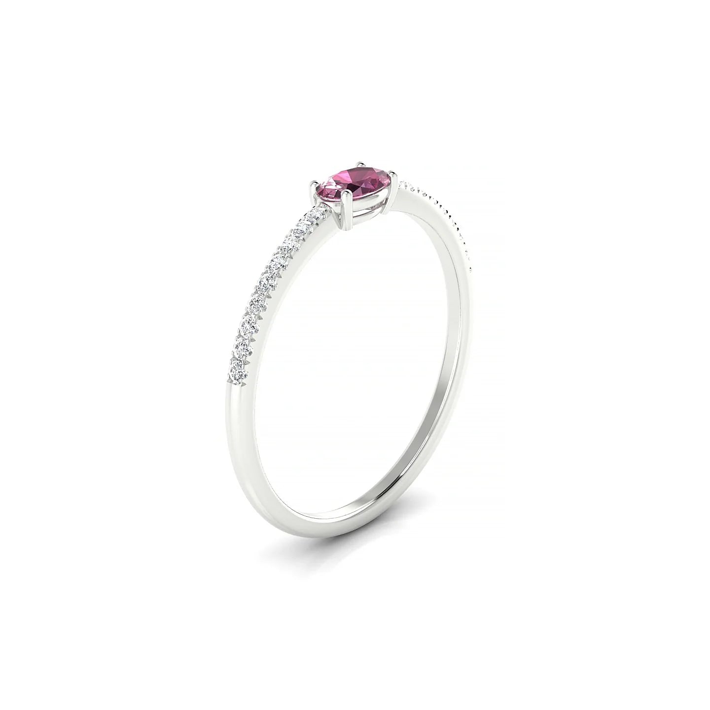 Horizon | 18k White Gold 5 x 3 mm Oval Rhodolite Ring