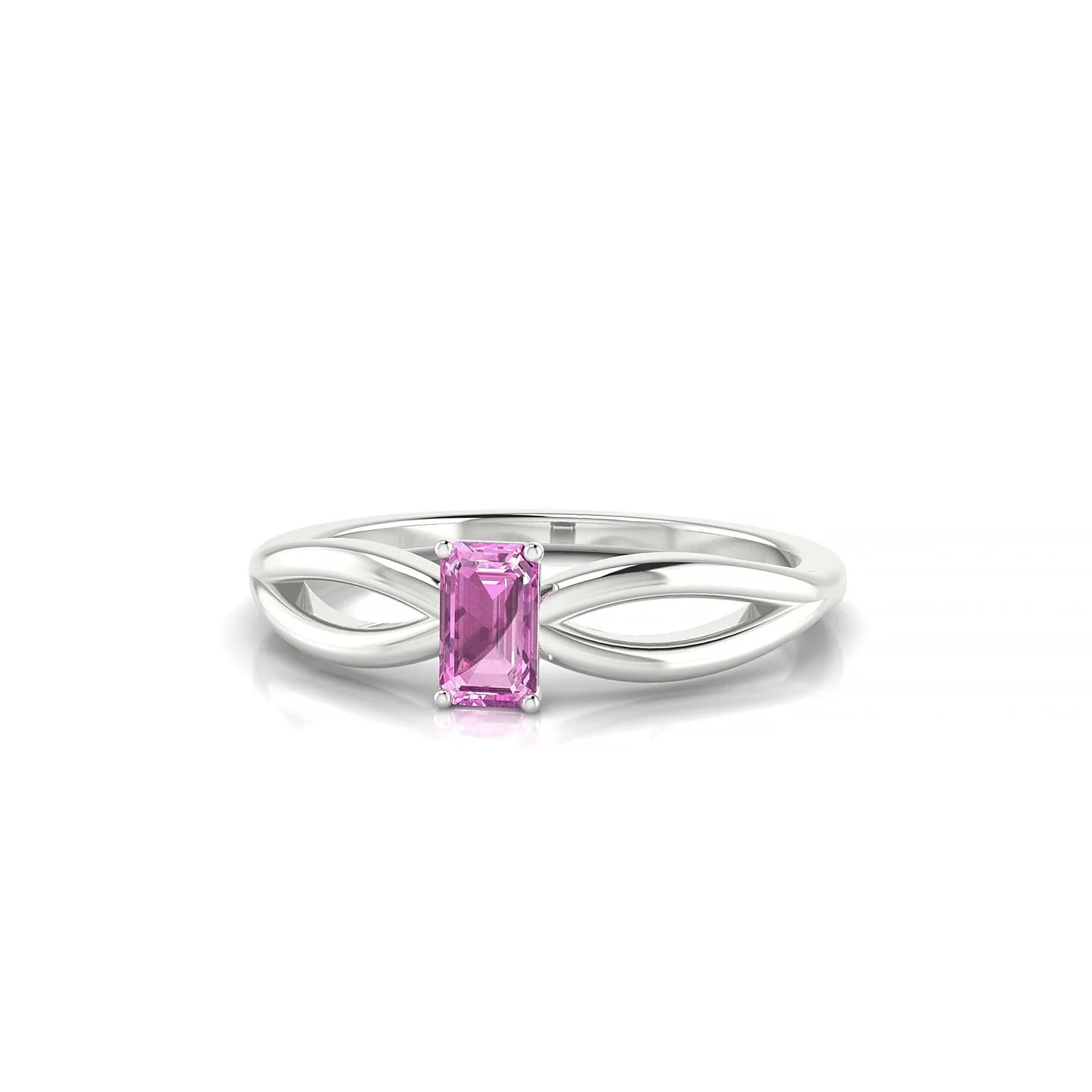 Interlude | 18k White Gold 5 x 3 mm Emerald Pink Sapphire Ring
