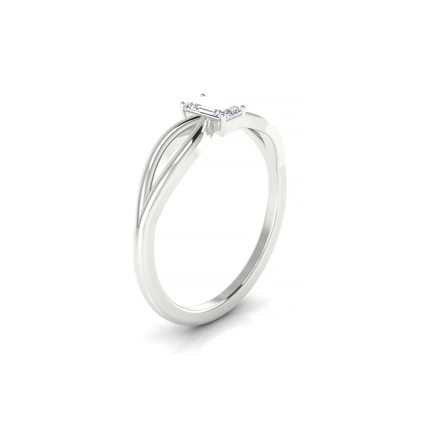 Interlude | 18k White Gold 5 x 3 mm Emerald Diamond Ring