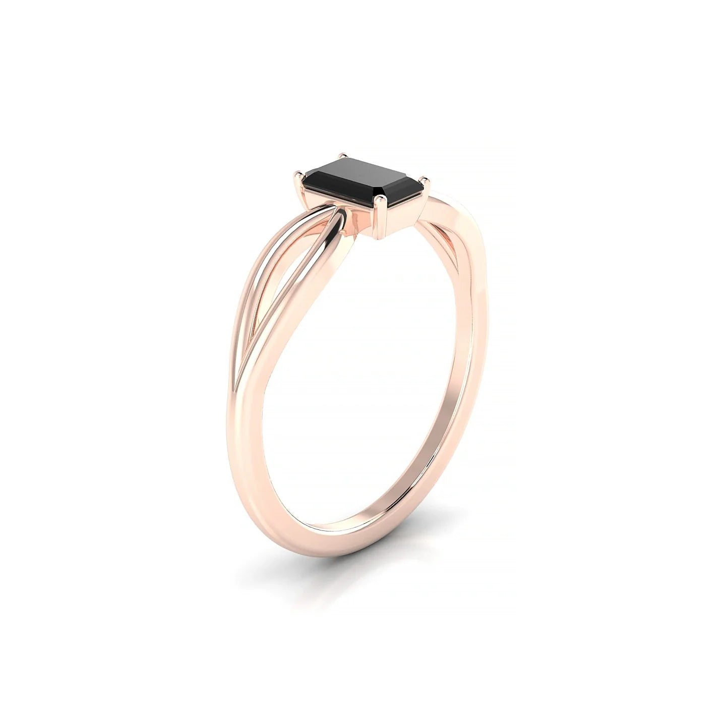 Interlude | 18k Rose Gold 6 x 4 mm Emerald Black Diamond Ring