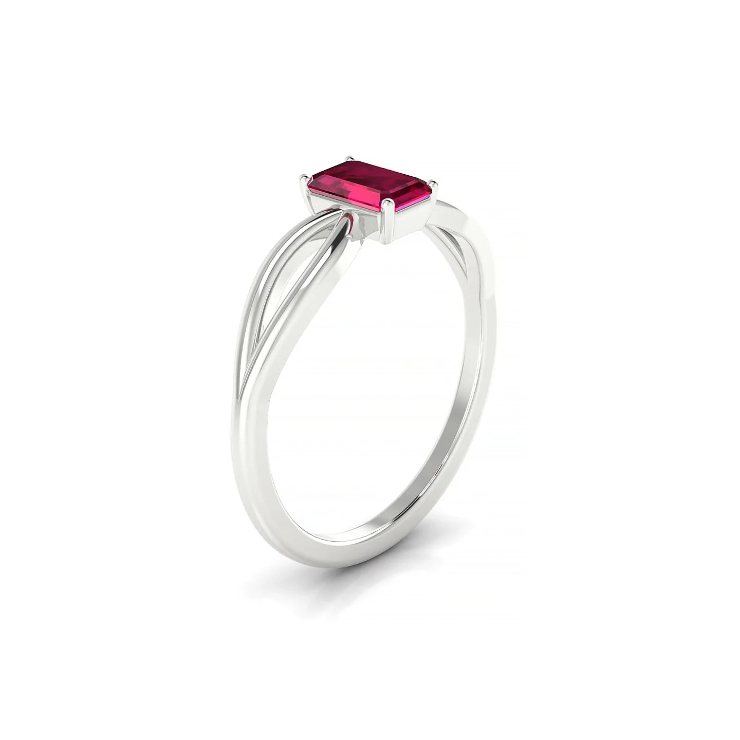 Interlude | 18k White Gold 6 x 4 mm Emerald Ruby Ring