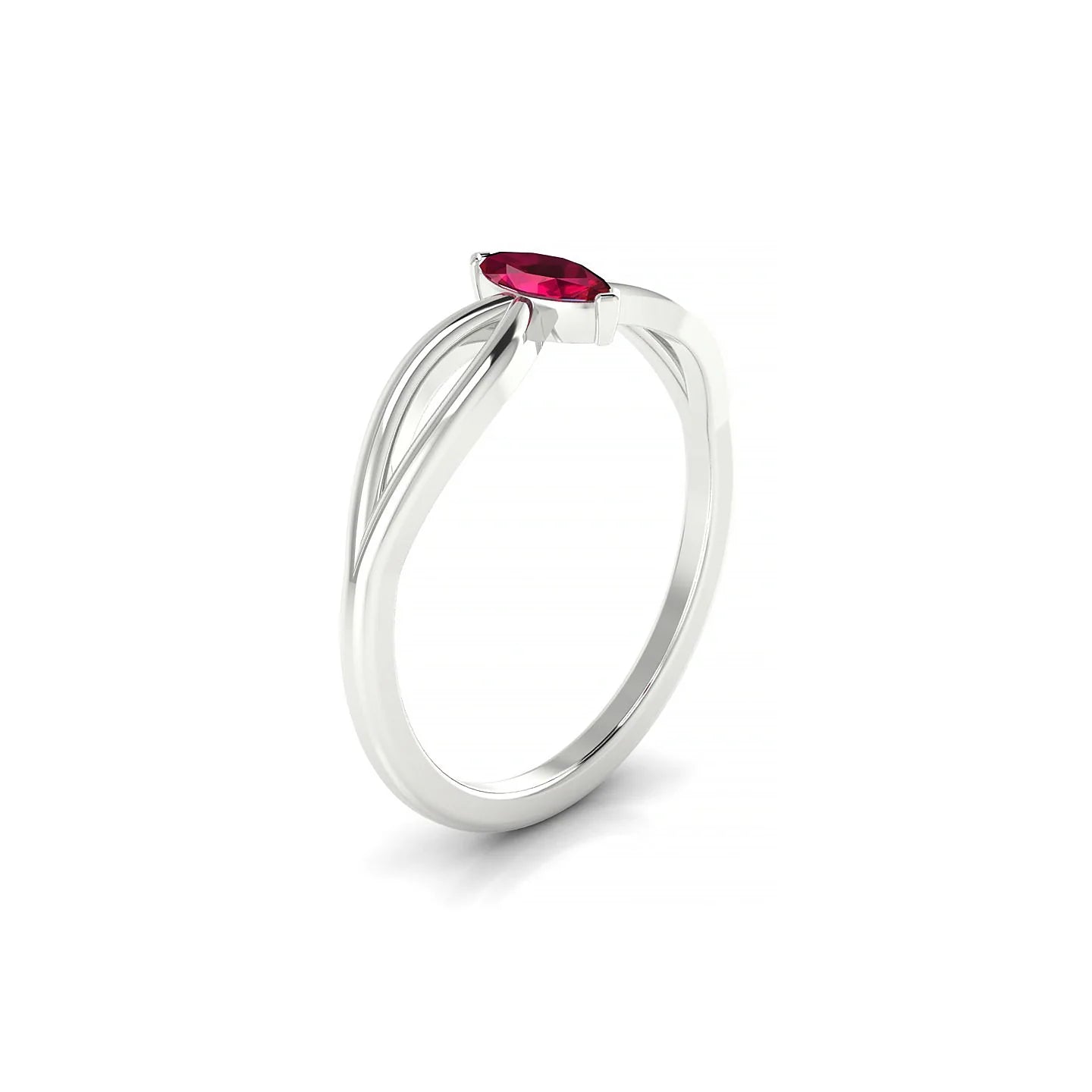 Interlude | 18k White Gold 6 x 3 mm Marquise Ruby Ring