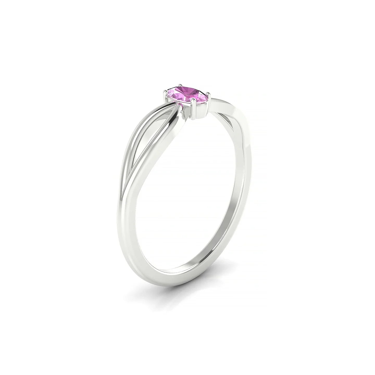 Interlude | 18k White Gold 5 x 3 mm Oval Pink Sapphire Ring