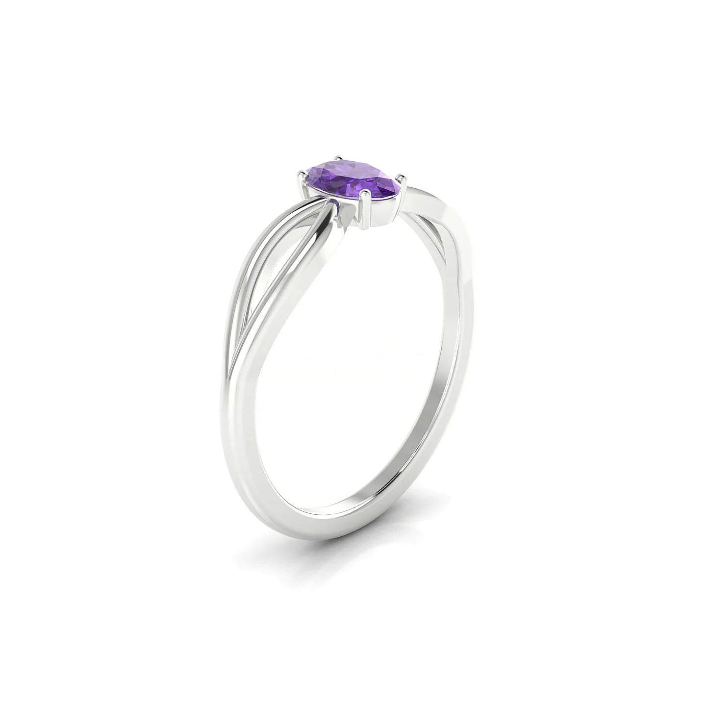 Interlude | 18k White Gold 6 x 4 mm Oval Amethyst Ring