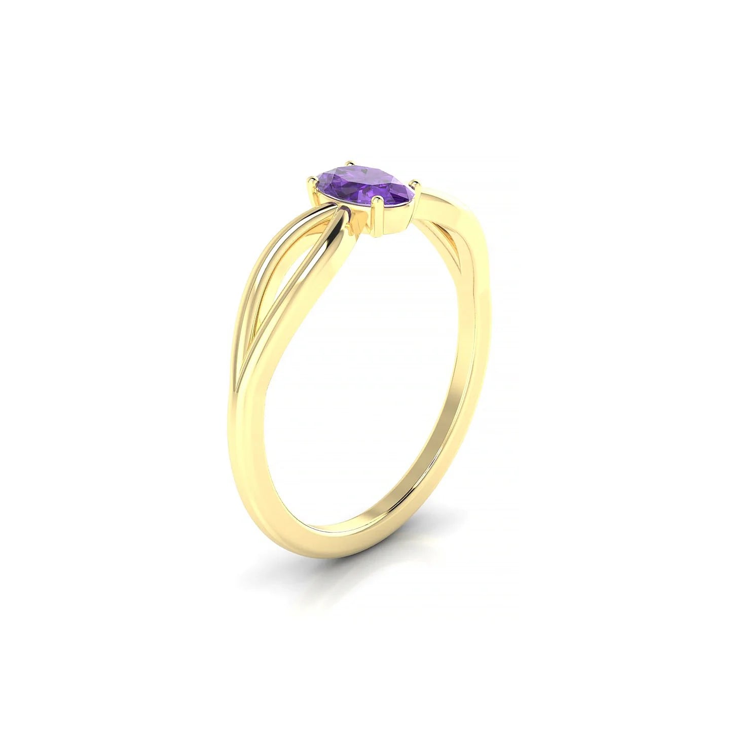 Interlude | 18k Yellow Gold 6 x 4 mm Oval Amethyst Ring