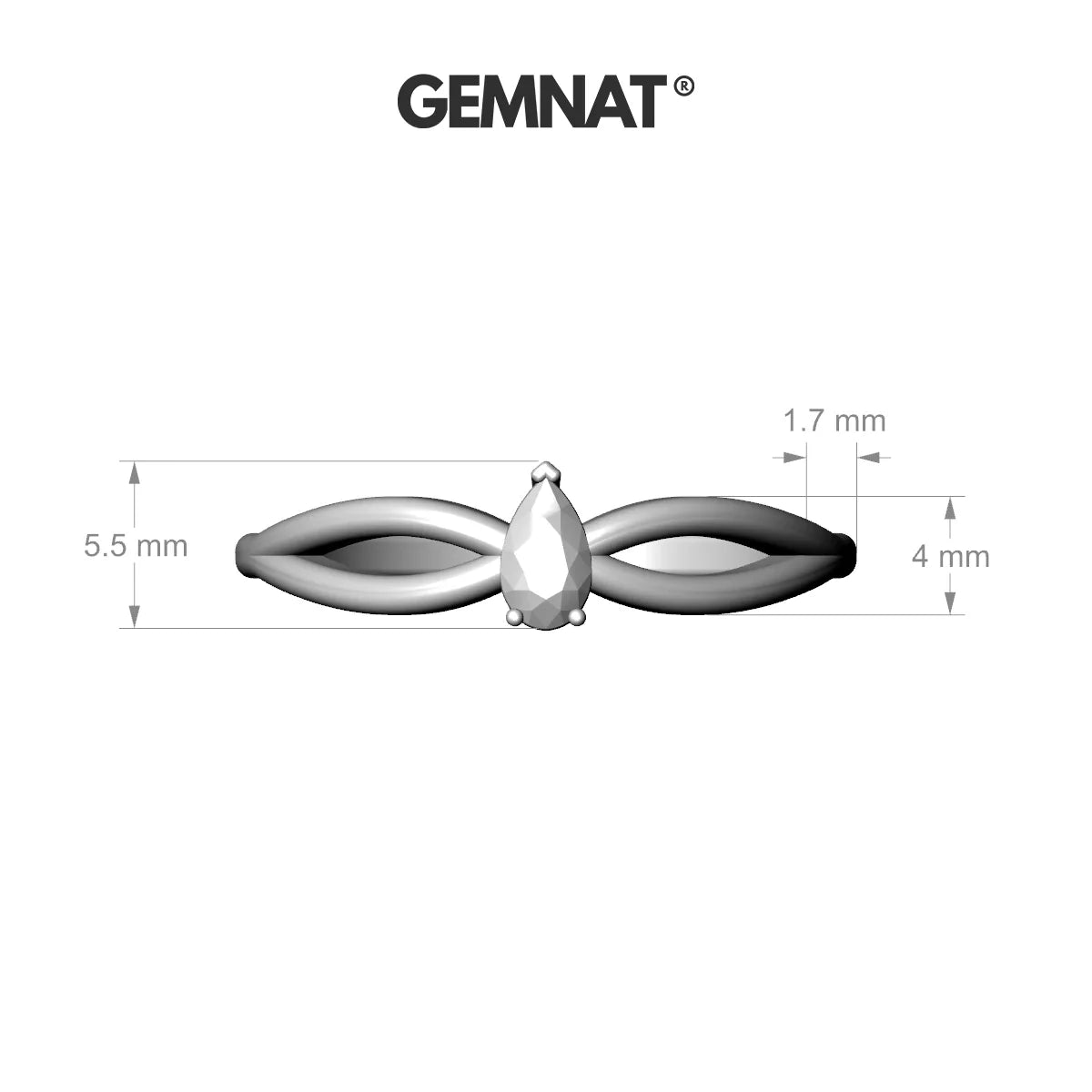 Interlude | 18k White Gold 5 x 3 mm Pear Black Diamond Ring