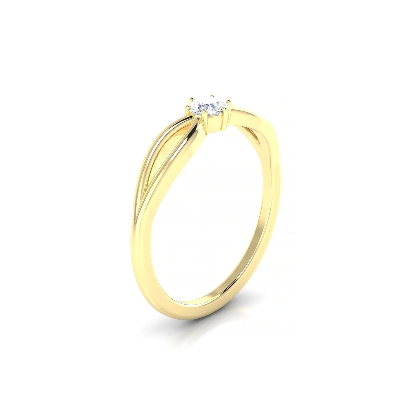 Interlude | 18k Yellow Gold 3.7 mm Round Diamond Ring