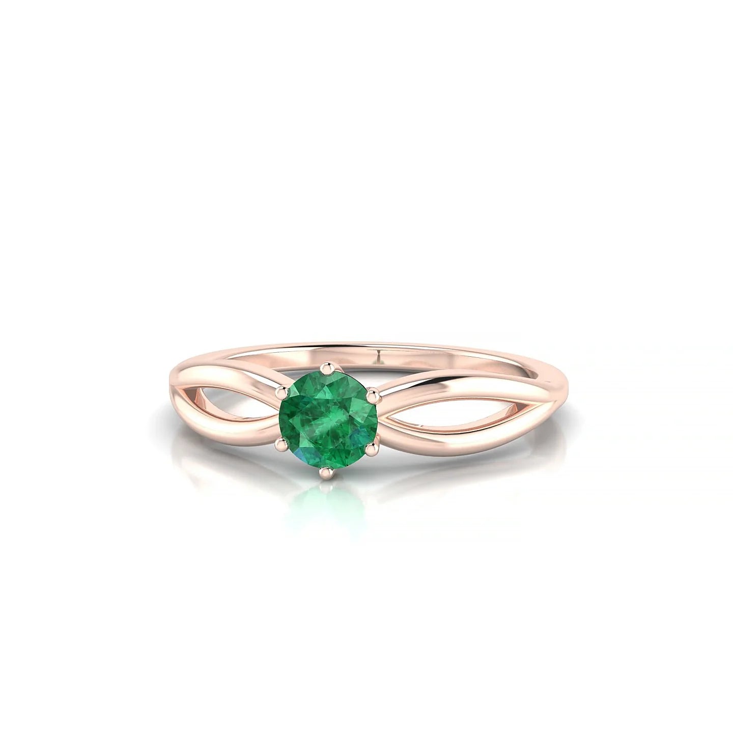 Interlude | 18k Rose Gold 4.5 mm Round Emerald Ring
