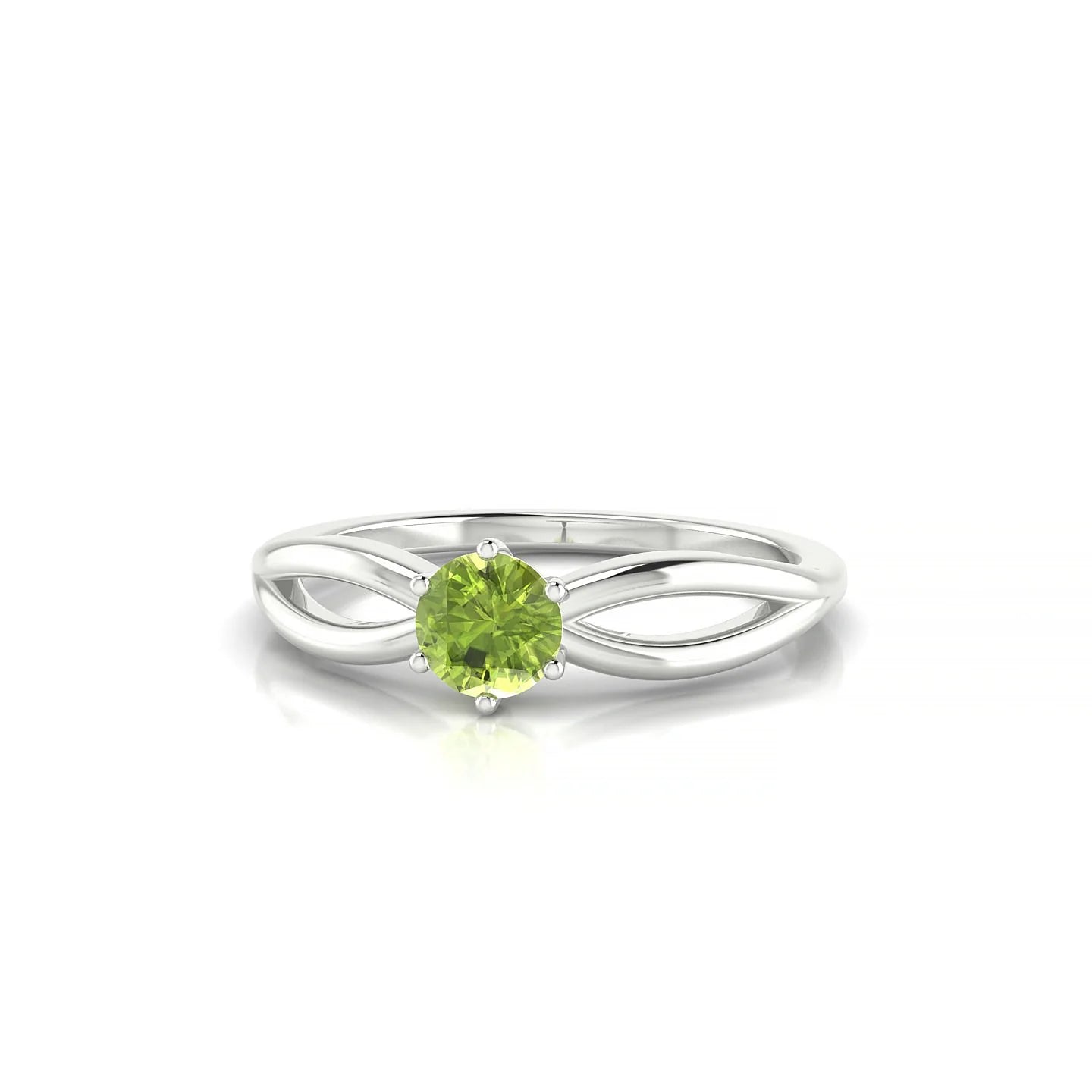 Interlude | 18k White Gold 4.5 mm Round Peridot Ring