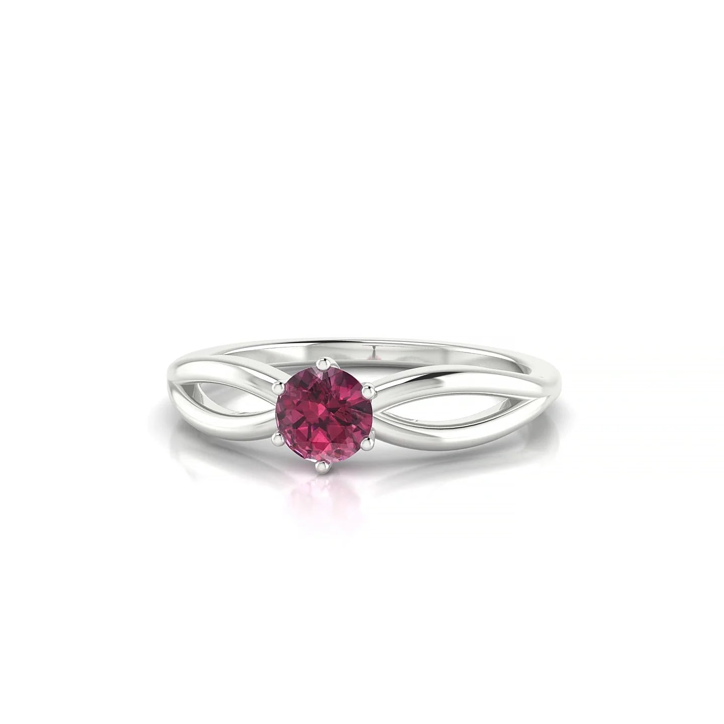 Interlude | 18k White Gold 4.5 mm Round Rhodolite Ring