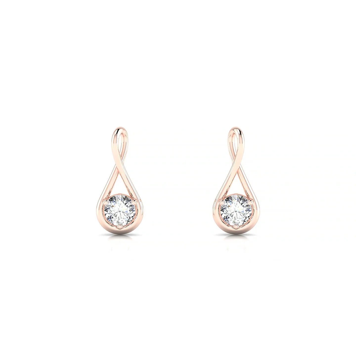 Loop | 18k Rose Gold 3 mm Round Diamond Earrings